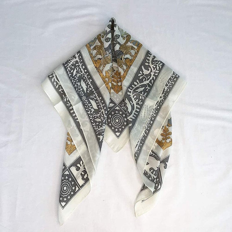 FONYVE Silk Feeling Scarf Medium Square Satin Head Wrap for Women 27.5 inches - Image 5